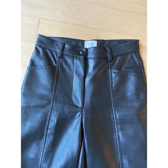 Wilfred Women "melina" black vegan leather straight leg pants sz 0 - Picture 3 of 7